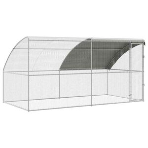 vidaXL H&uuml;hnerk&auml;fig 2 stk. Silber 400 x 200 x 200 cm Stahl und PE