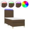 vidaXL Boxspringbett mit Matratze & LED Dunkelbraun 90x190 cm Stoff