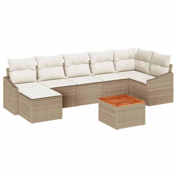 vidaXL Gartensofa-set mit Kissen 8 pcs Beige Poly-Rattan