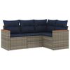 vidaXL 4-teiliges Gartensofa-Set mit Kissen, grau, Polyrattan
