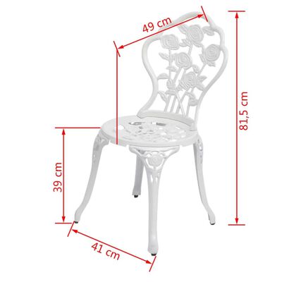vidaXL Bistro-Stühle 2 Stk. Aluminiumguss Weiß