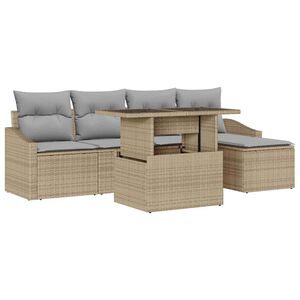 vidaXL Gartensofa-set mit Kissen 6 pcs Beige und Hellgrau Poly-Rattan