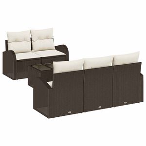 vidaXL Gartensofa-set 6 stk. 5-Sitzanzahl Braun und Creme Poly-Rattan