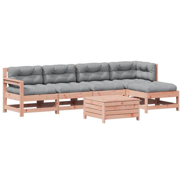 vidaXL 6-tlg. Garten-Lounge-Set mit Kissen Massivholz Douglasie