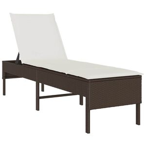 vidaXL Sonnenliege mit Auflage Braun 55x200x44 cm Poly Rattan