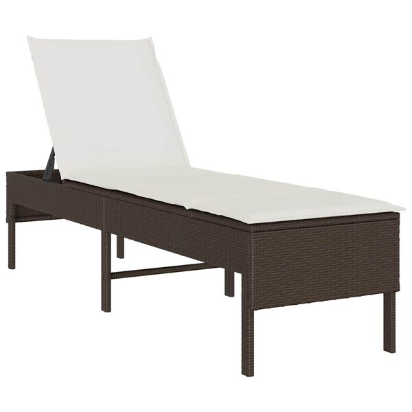 vidaXL Sonnenliege mit Auflage Braun 55x200x44 cm Poly Rattan