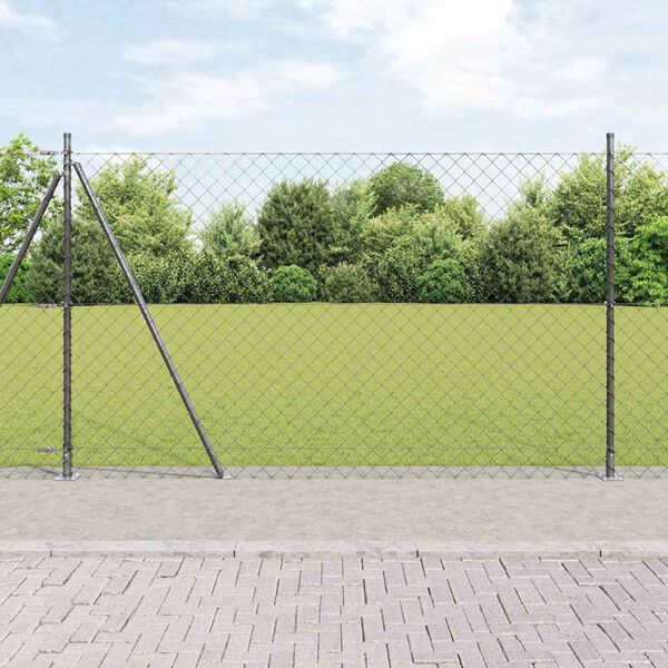 vidaXL Zaunpfosten Grau 25 x 1,6 m (60 x 60 mm Gewebe) Stahl und PVC