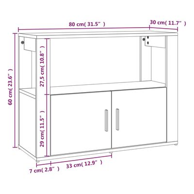 vidaXL Sideboard Hochglanz-Weiß 80x30x60 cm Holzwerkstoff