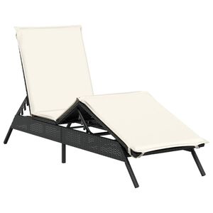 vidaXL Sonnenliege mit Auflage Schwarz Poly-Rattan