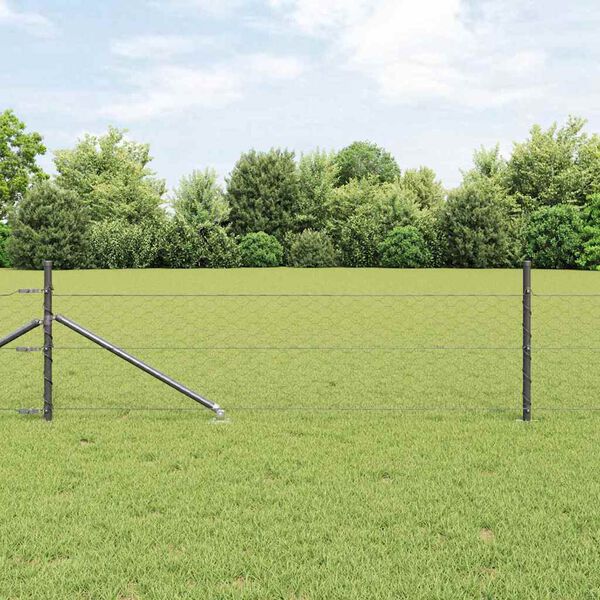 vidaXL Zaunpfosten Grau 50 x 0,4 m (50 mm Netz) Stahl und PVC
