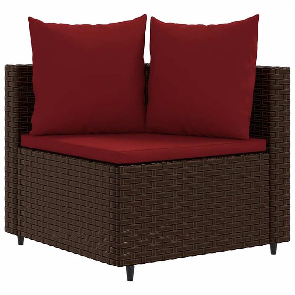 vidaXL 4-tlg. Garten-Sofagarnitur mit Kissen Braun Poly Rattan