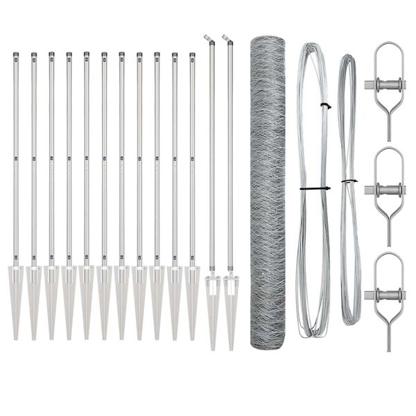 vidaXL Zaunpfosten Silber 25 x 1,4 m (50 mm Mesh) Stahl