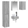 vidaXL Badezimmerm&ouml;bel-Set 5 pcs Grau Sonoma Ingenieurholz und Glas