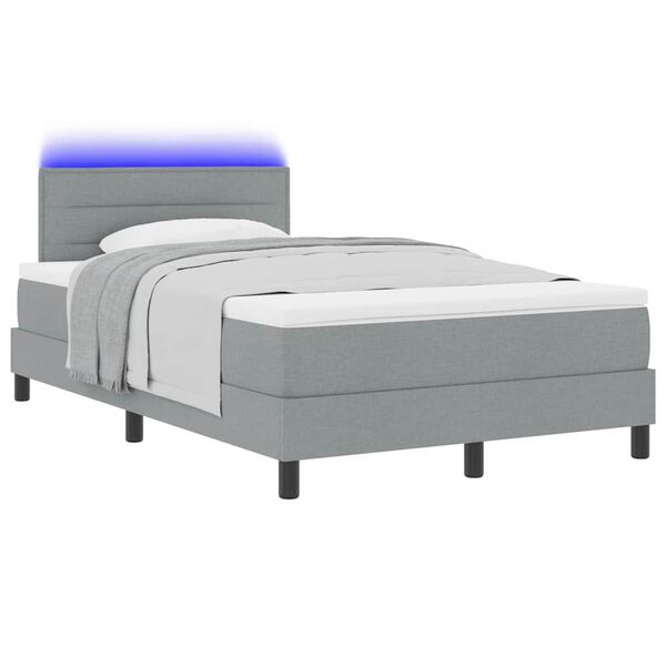vidaXL Boxspringbett mit Matratze mit LED Hellgrau 120 x 190 cm Stoff