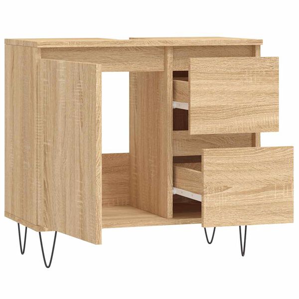 vidaXL Badschrank Sonoma-Eiche 65x33x60 cm Holzwerkstoff
