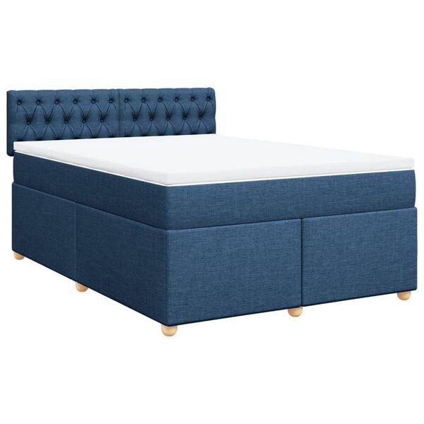 vidaXL Boxspringbett mit Matratze Blau 140x200 cm Stoff