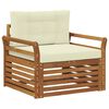 vidaXL Outdoor-Sofa Massives Akazienholz und Polyester Natur und Creme