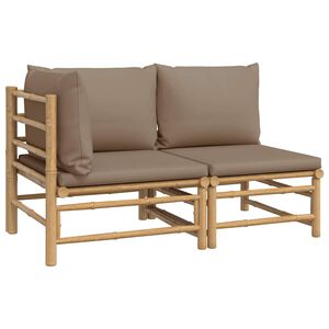 vidaXL 2-tlg. Garten-Lounge-Set mit Taupe Kissen Bambus