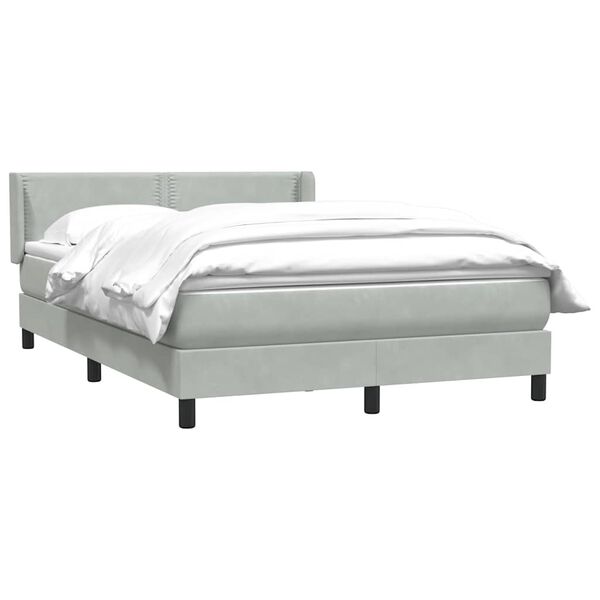 vidaXL Boxspringbett mit Matratze Hellgrau 160x220 cm Samt