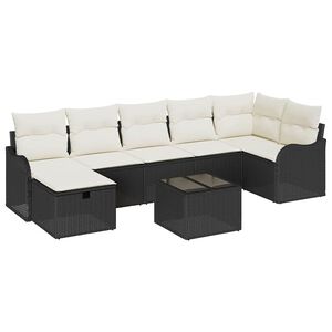 vidaXL Garten-Sofa-Set mit Kissen 8 pcs Schwarz Poly Rattan