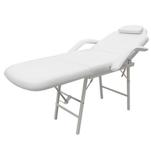vidaXL Kosmetikliege Verstellbar Wei&szlig; Kunstleder