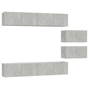 vidaXL 6-tlg. TV-Schrank-Set Betongrau Holzwerkstoff