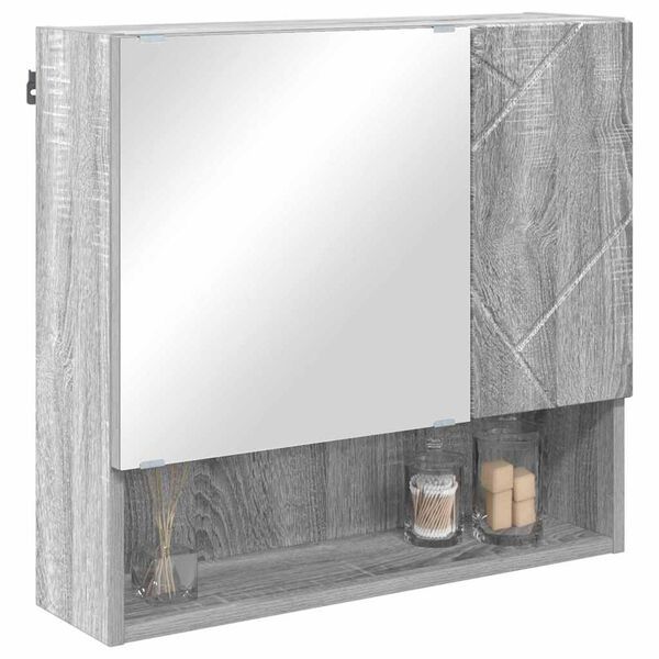 vidaXL Spiegelschrank Graues Sonoma 59 x 17 x 55 cm Holzwerkstoff