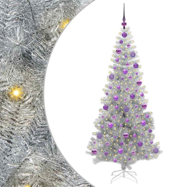 vidaXL Weihnachtsbaum mit 300 LEDs mit St&auml;nder Silber 180 cm PET