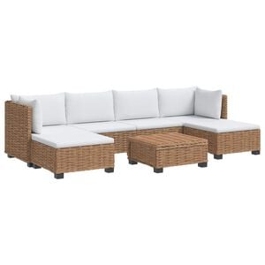 vidaXL 7 Stk. Rattan-Lounge-Set mit Kissen GENDT Naturrattan Natur