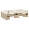 vidaXL 11-tlg. Garten-Sofagarnitur mit Kissen Beige Poly Rattan