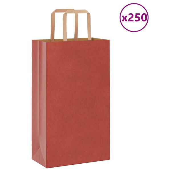 vidaXL Papiertragetaschen 250 Stk. mit Henkeln Rot 21x11x36 cm