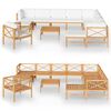 vidaXL 12-tlg. Garten-Lounge-Set mit Creme Kissen Massivholz Teak