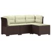 vidaXL 4-Sitzer Garten Sofa mit Kissen Rattan Look PP Braun
