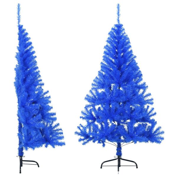vidaXL K&uuml;nstlicher Halb-Weihnachtsbaum mit St&auml;nder Blau 120 cm PVC