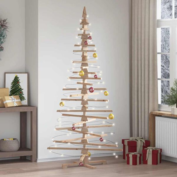 vidaXL Weihnachtsbaum Holz zum Schm&uuml;cken 210 cm Massivholz Kiefer