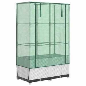 vidaXL Hochbeet mit Gew&auml;chshaus-Aufsatz Rattan-Optik 80x40x138 cm