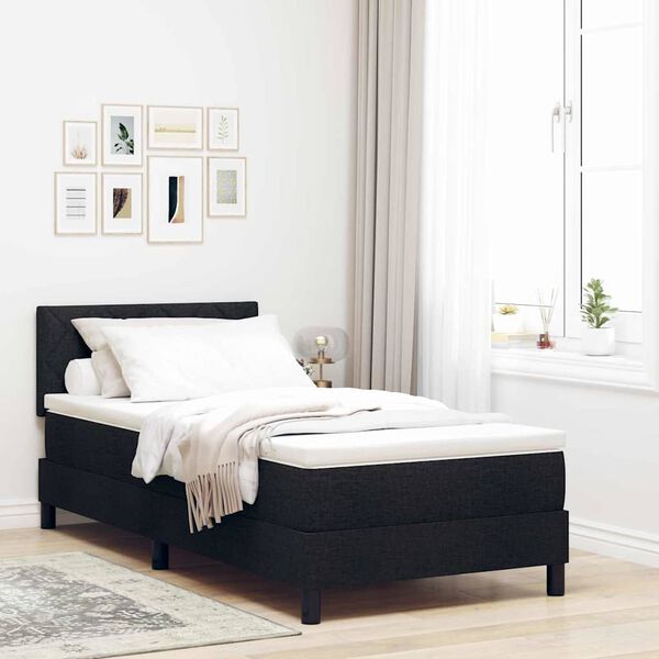 vidaXL Boxspringbett mit Matratze Schwarz 100 x 200 cm Stoff