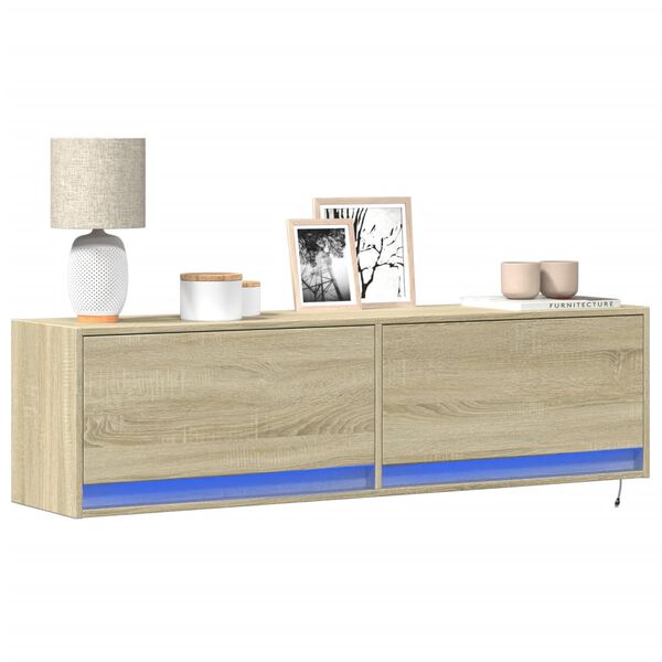 vidaXL TV-Wandschrank mit LED-Beleuchtung Sonoma-Eiche 140x31x38 cm
