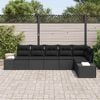 vidaXL Garten-Sofa-Set mit Kissen 6 pcs Schwarz Poly-Rattan