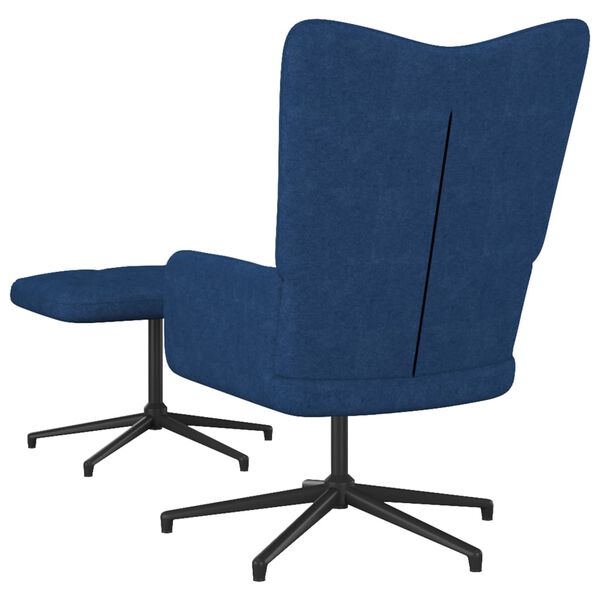vidaXL Relaxsessel mit Hocker Blau Stoff