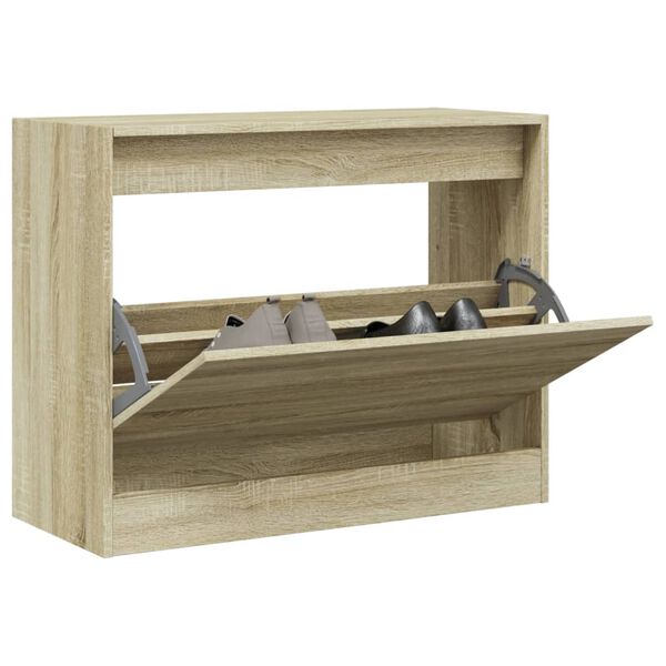 vidaXL Schuhschrank Sonoma-Eiche 80x34x63 cm Holzwerkstoff