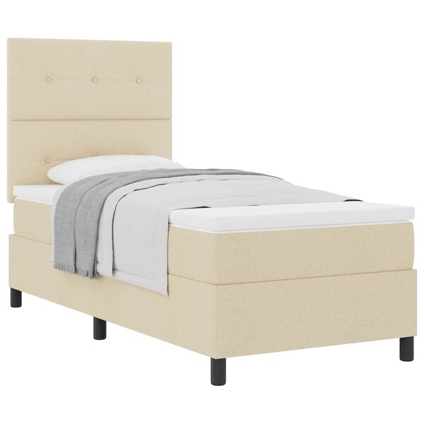 vidaXL Boxspringbett mit Matratze Creme 100 x 200 cm Stoff