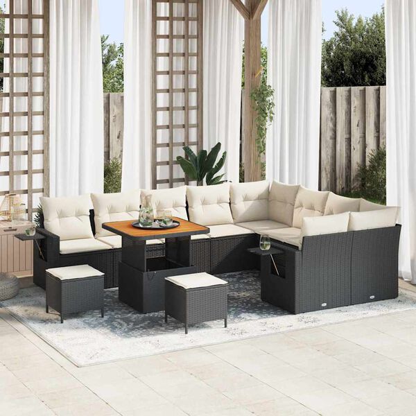 vidaXL Gartensofa-set 12 pcs Schwarz Poly-Rattan