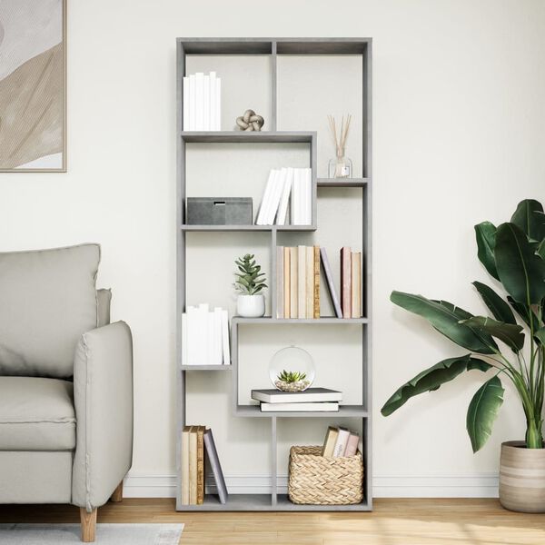 vidaXL Raumteiler-Bücherregal Betongrau 67x25x161,5 cm Holzwerkstoff