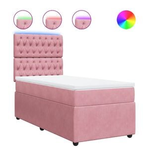 vidaXL Boxspringbett mit Matratze Rosa 80x200 cm Samt