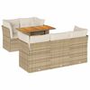 vidaXL 6-tlg. Garten-Sofagarnitur mit Kissen Beige Poly Rattan