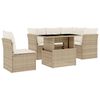 vidaXL 6-tlg. Garten-Sofagarnitur mit Kissen Beige Poly Rattan