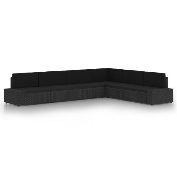vidaXL 6-tlg. Garten-Lounge-Set mit Kissen Schwarz Poly Rattan