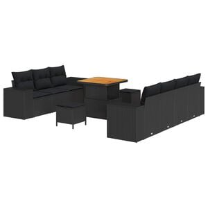 vidaXL Garten-Sofa-Set 10 pcs Schwarz Poly-Rattan