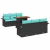 vidaXL Gartensofa-set mit Kissen 7 pcs Schwarz und Blau Poly-Rattan